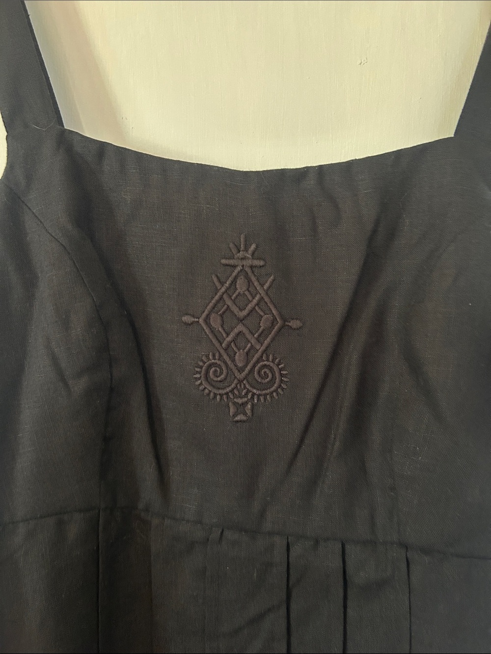 Disturbia NWT black linen blend dress Viking embroidery as-is read description - Picture 2 of 10